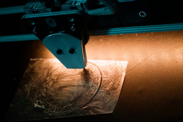 Close up on a 3d printer beginning to create a three dimensional object